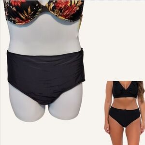 NWT Sunset Woman High Waist Black Bikini Bottom Size 22W